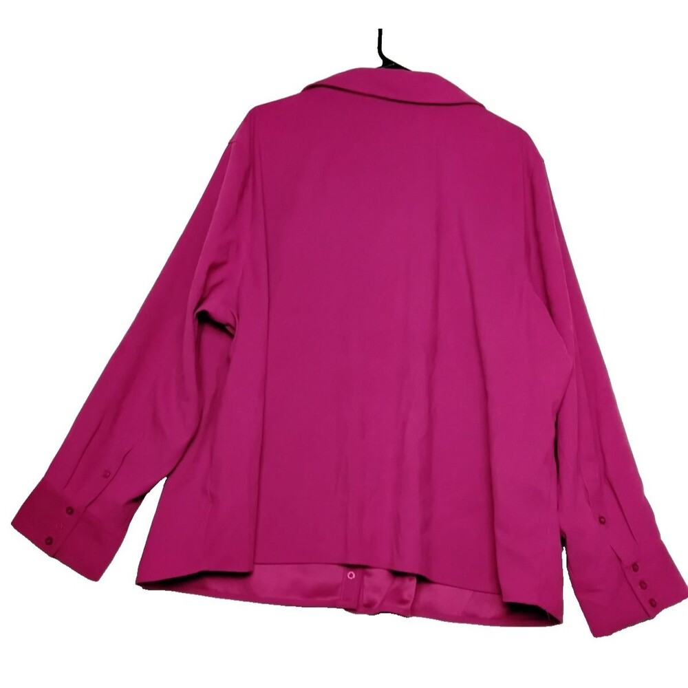 Collared Basic Editions Women's Long Sleeved Pink Shirt Jacket 3X Plus Microfibe - Picture 4 of 5